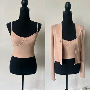 Aqua Blush Cropped Tank and Sweater Set